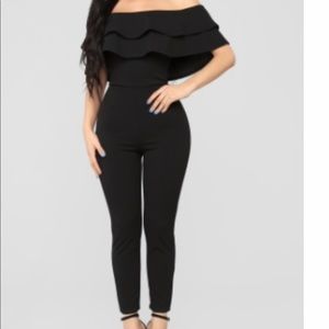Fashion Nova Black Jumpsuit with Ruffles